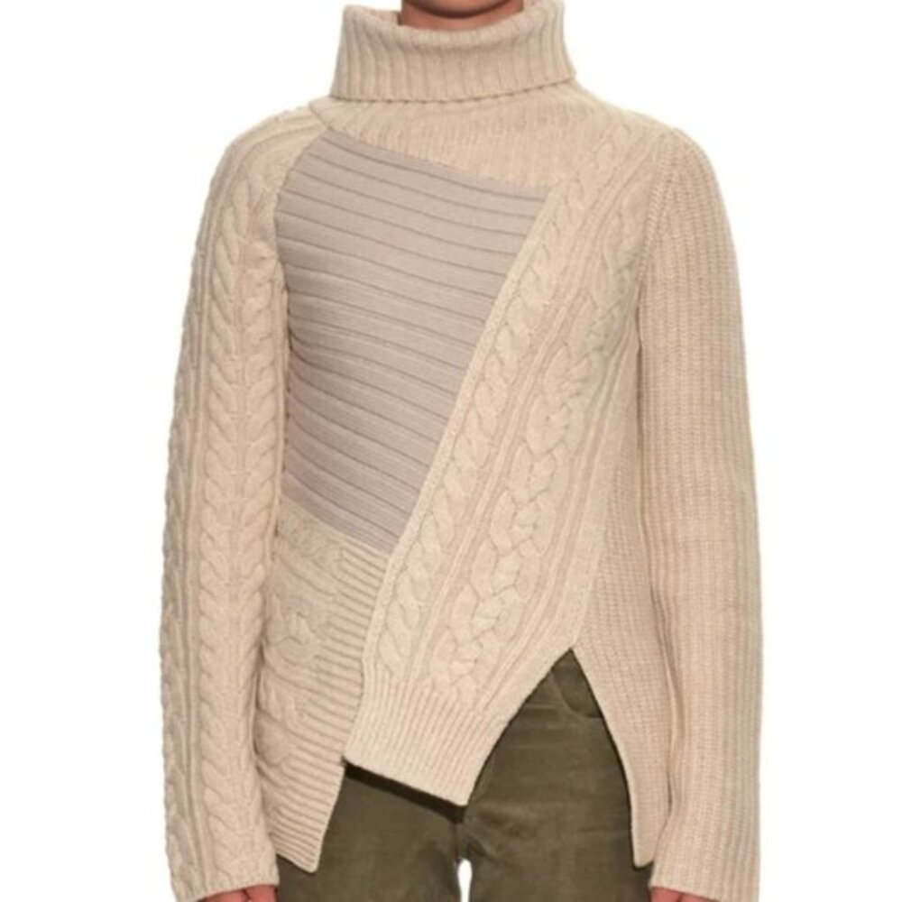JOSEPH Chunky Wool Cable Knit Turtleneck Sweater